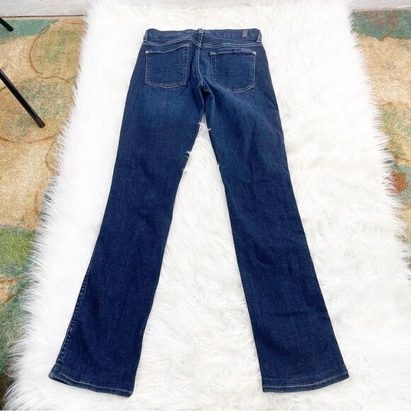 Paige Pico Dark Wash Button Flap Distressed Bootcut Jeans - Picture 4 of 7